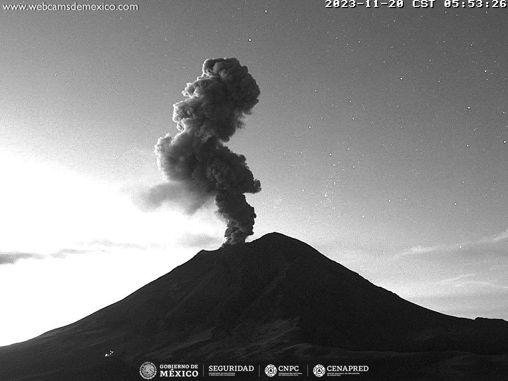 CENAPRED reporta 113 exhalaciones y 737 minutos de tremor del Popocatepetl