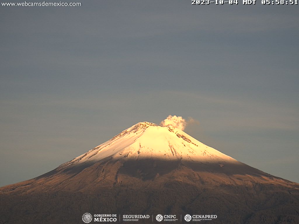 CENAPRED detecta 87 exhalaciones del Popocatépetl