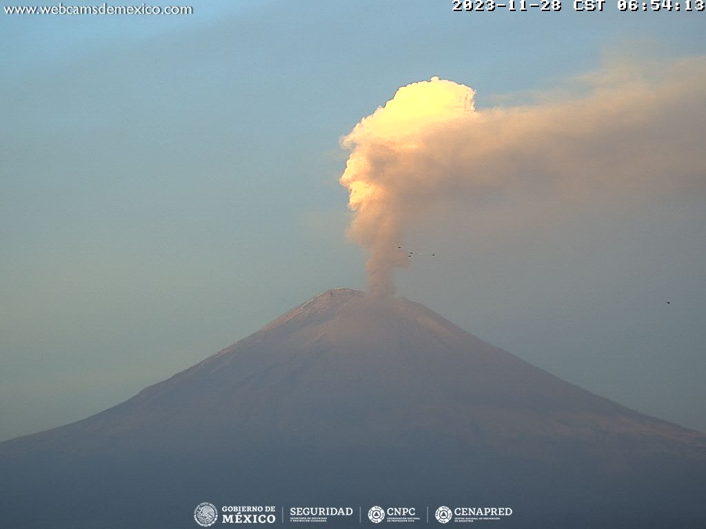 Cenapred registra 42 exhalaciones del volcán Popocatépetl