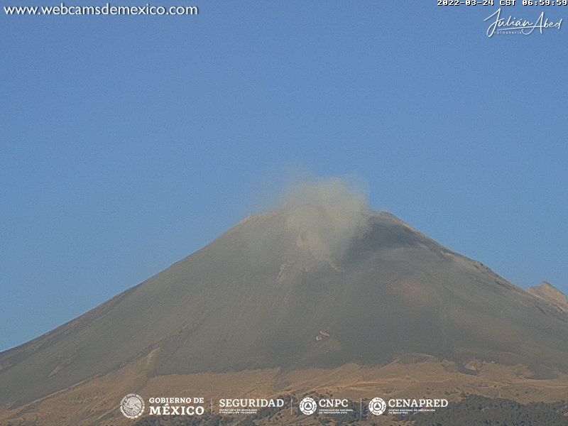 A través del monitoreo de CENAPRED, se detectaron 23 exhalaciones en el Popocatépetl