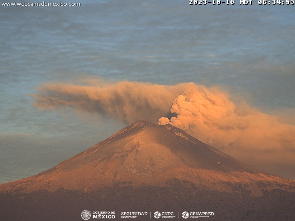 CENAPRED registra 397 exhalaciones del volcán Popocatépetl