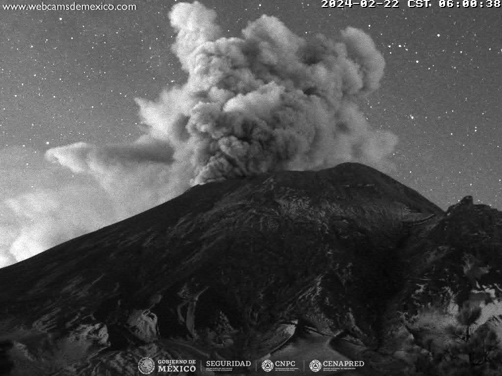 CENAPRED reporta 23 exhalaciones y 912 minutos de tremor del Popocatépetl