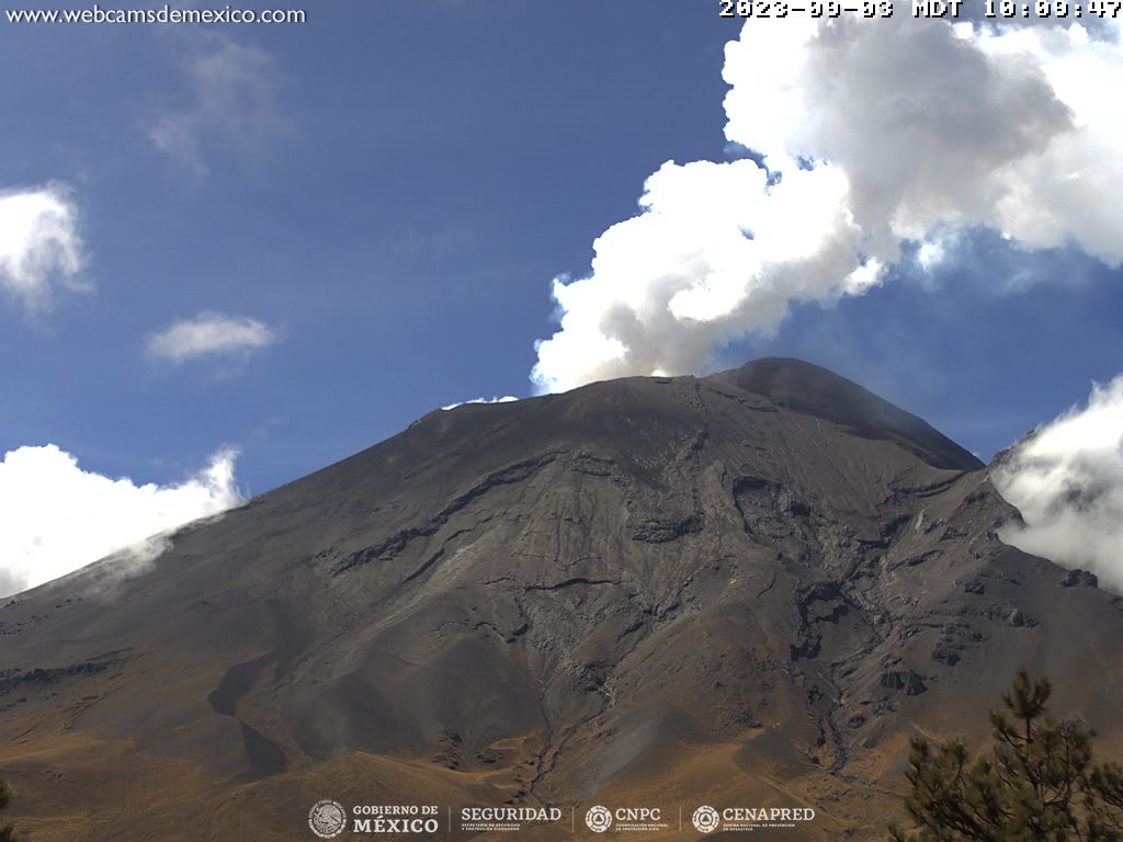 CENAPRED detecta 74 exhalaciones del Popocatépetl