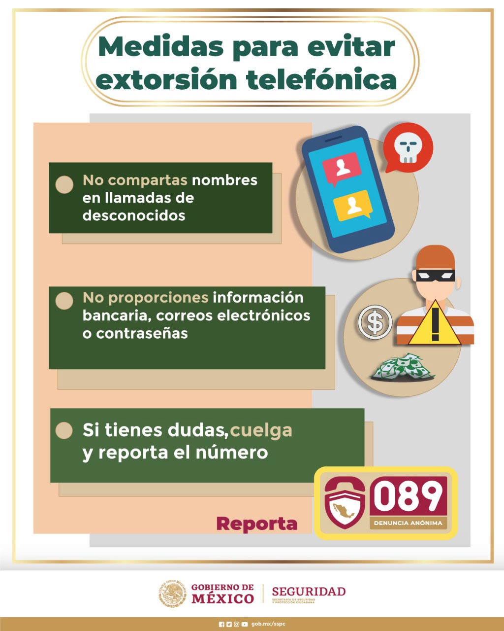 Medidas para evitar extorsión telefónica