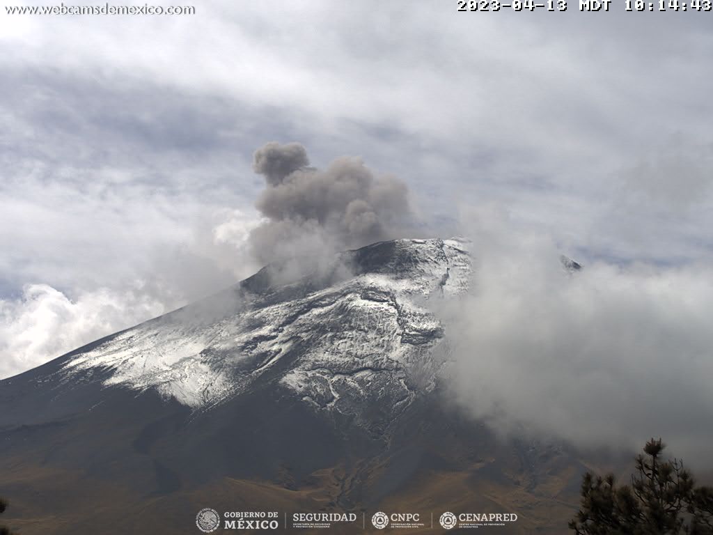 CENAPRED registra 162 exhalaciones del volcán Popocatépetl