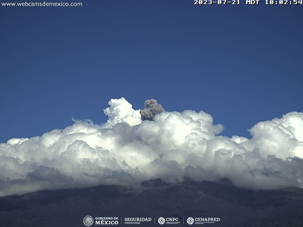 CENAPRED detecta 27 exhalaciones del Popocatépetl