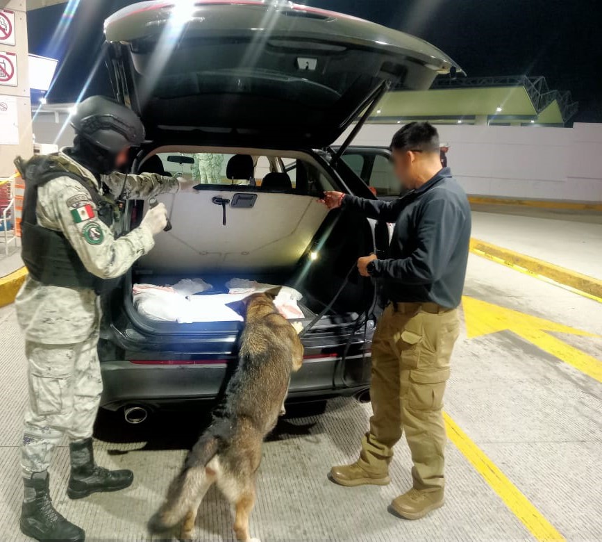 En Baja California, Guardia Nacional y Aduanas de México detienen a persona con aproximadamente 47 kg de droga sintética cristal