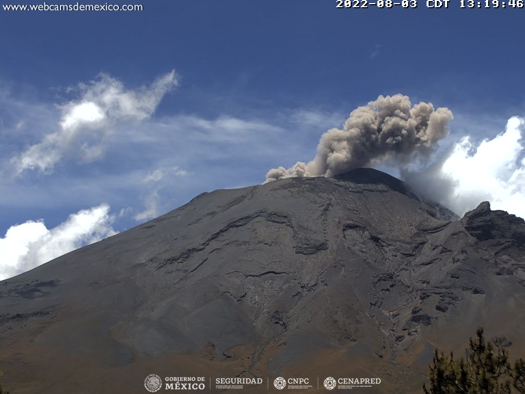 Se mantiene semáforo de alerta volcánica del Popocatépetl en amarillo fase 2, con 43 exhalaciones