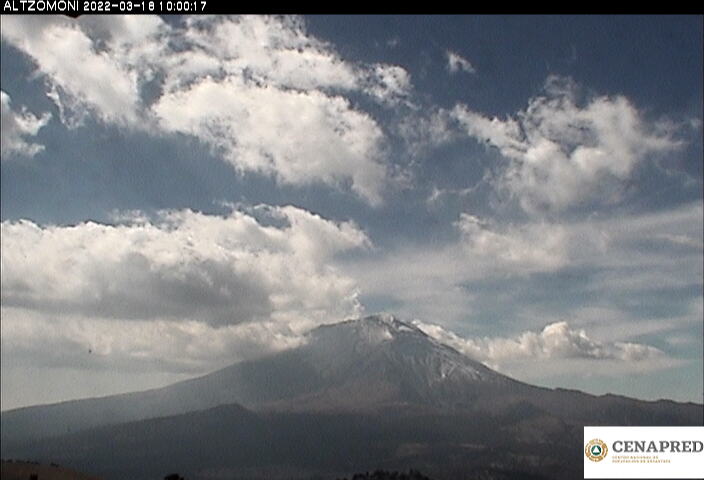 Detectan 12 exhalaciones de baja intensidad en el Popocatépetl