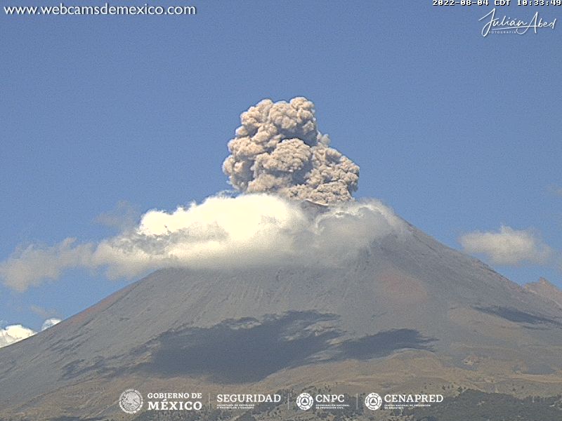 Volcán Popocatépetl emitió 53 exhalaciones de baja intensidad