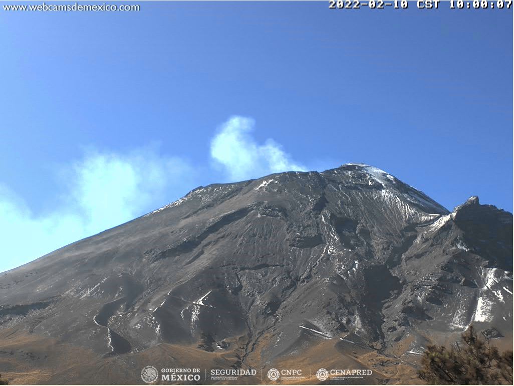 Se registran 41 exhalaciones de baja intensidad, acompañadas de ligeras cantidades de ceniza en el Popocatépetl