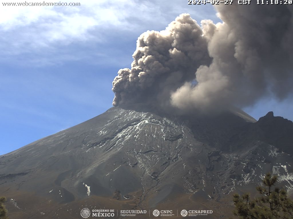 Volcán Popocatépetl registra 13 exhalaciones