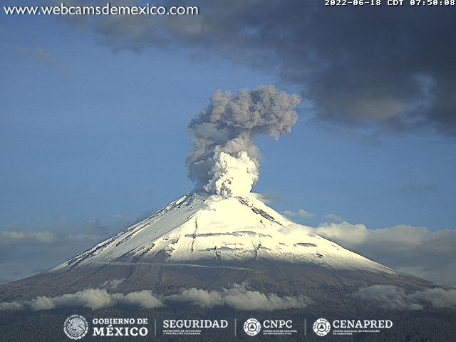 Reporta CENAPRED semáforo amarillo en volcán Popocatépetl