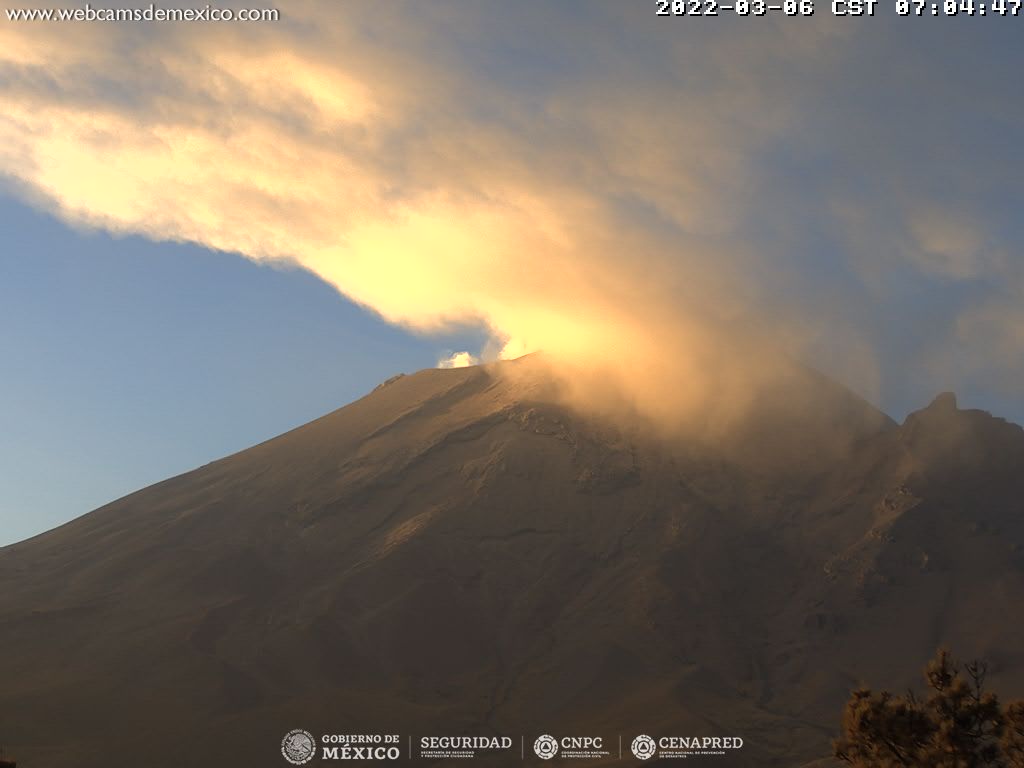 El Volcán Popocatépetl cierra la primera semana de marzo con nueve exhalaciones de baja intensidad