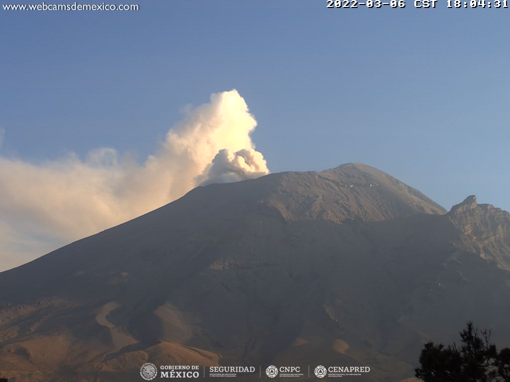 Identifican ocho exhalaciones, 1045 minutos de tremor y un sismo volcanotectónico en el Popocatépetl