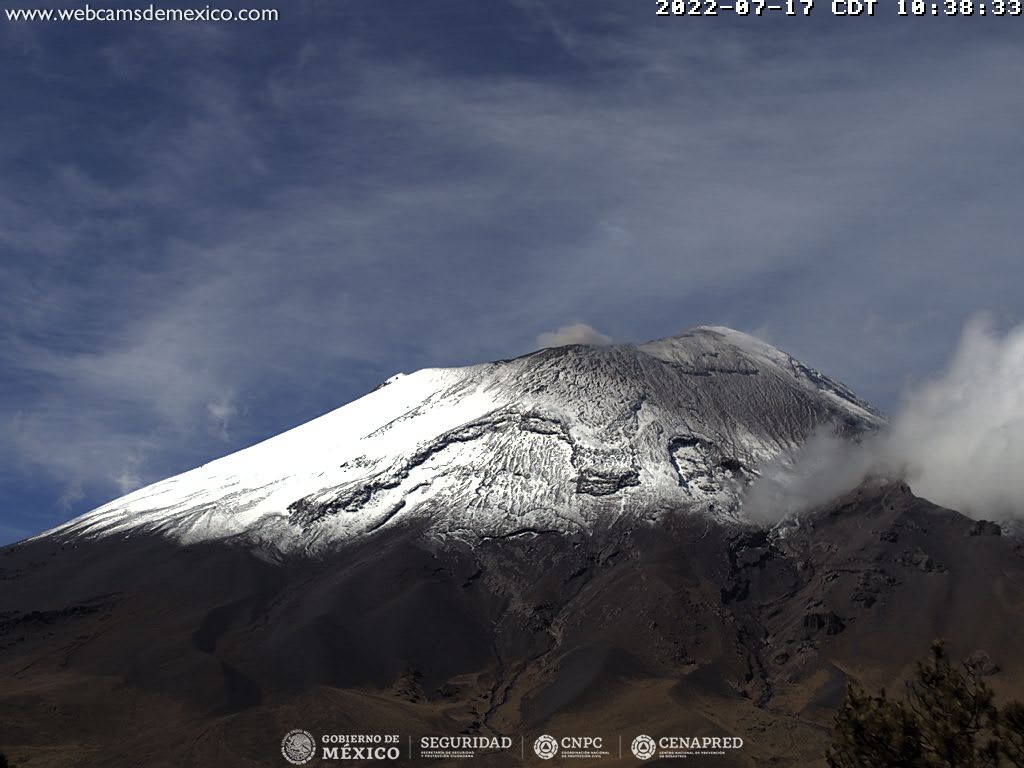 Reporta CENAPRED 18 exhalaciones de volcán