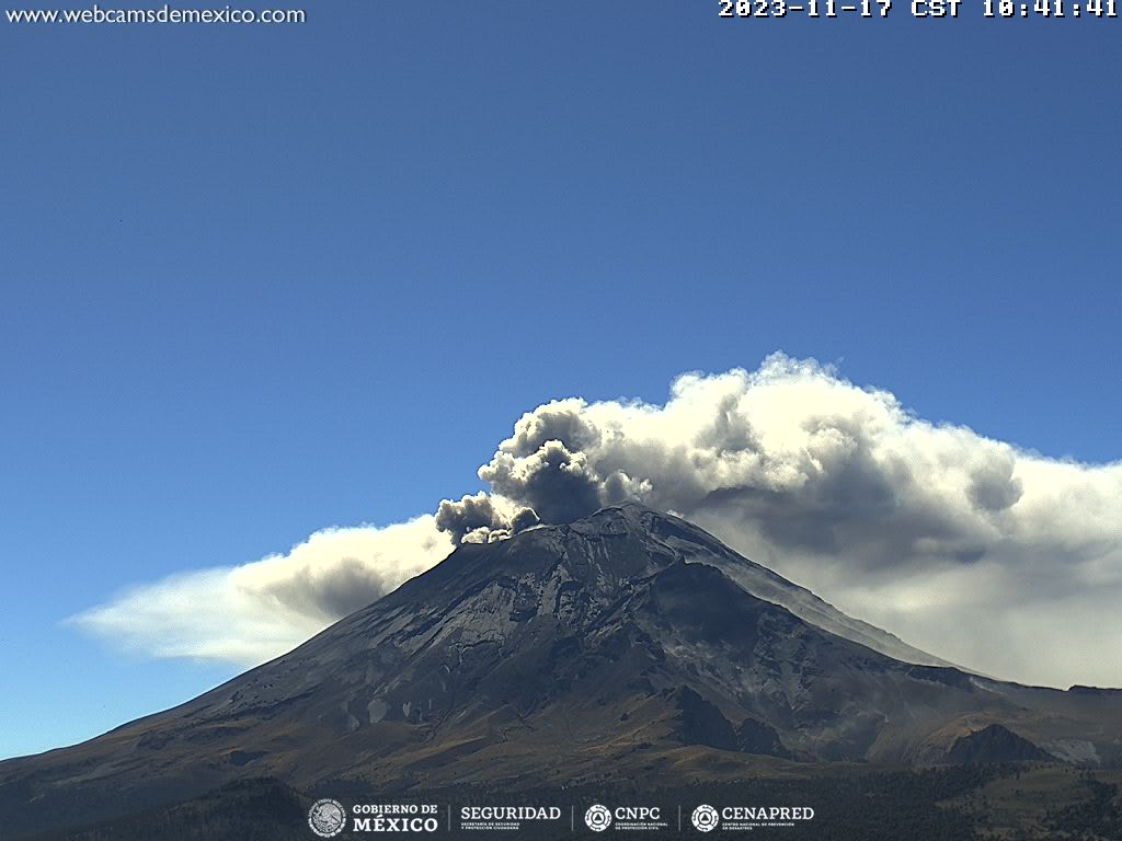 Emite Popocatépetl 1,276 minutos de tremor