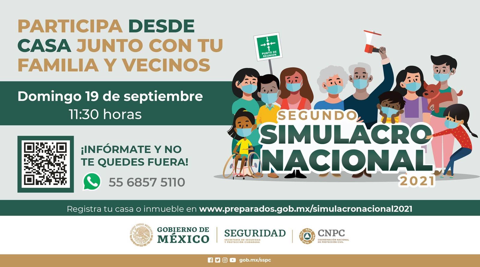 El Sistema Nacional de Protección Civil convoca a participar en el Segundo Simulacro Nacional 2021