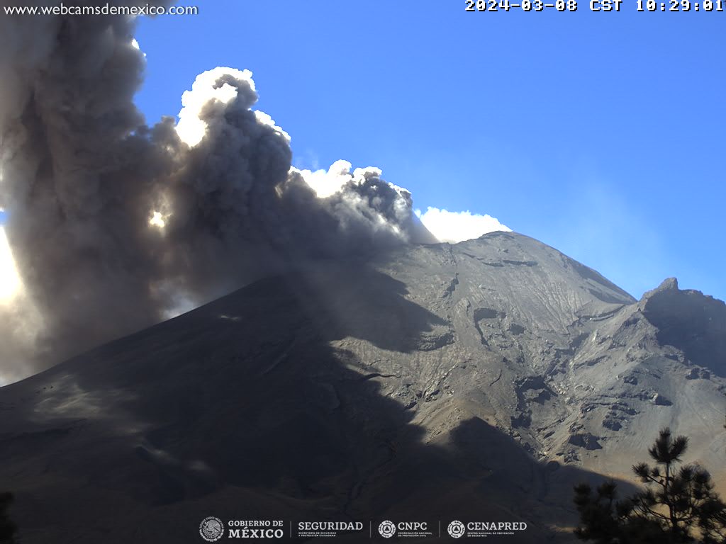 1354 minutos de tremor registrados en Popocatépetl