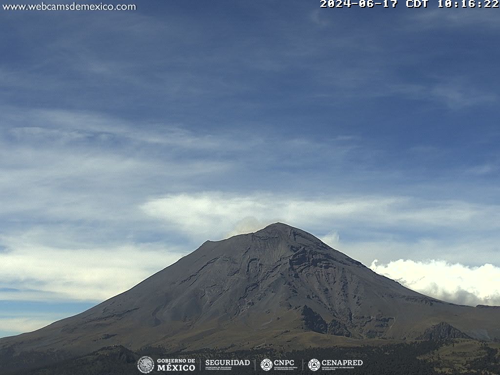 Se detectaron 12 exhalaciones de baja intensidad en el Popocatépetl