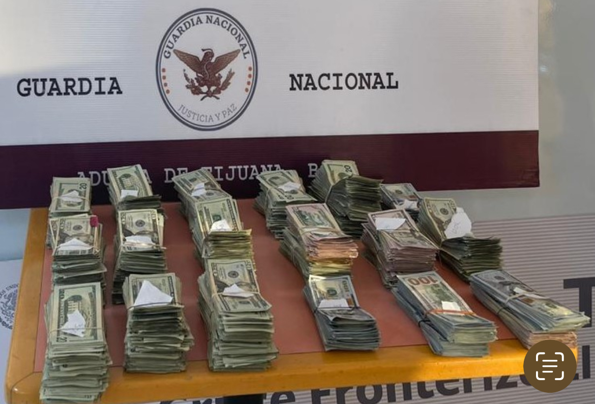 En Baja California, Guardia Nacional y ANAM detienen a persona en posesión de más de 198 mil dólares sin declarar