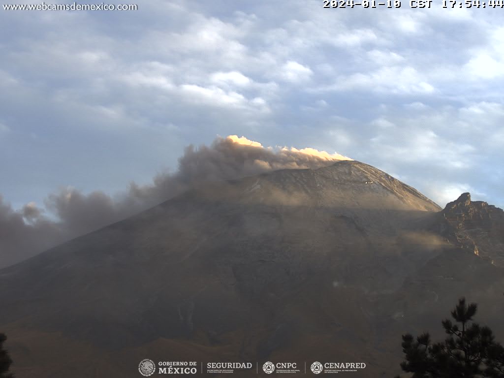 CENAPRED detecta 35 exhalaciones del Popocatépetl