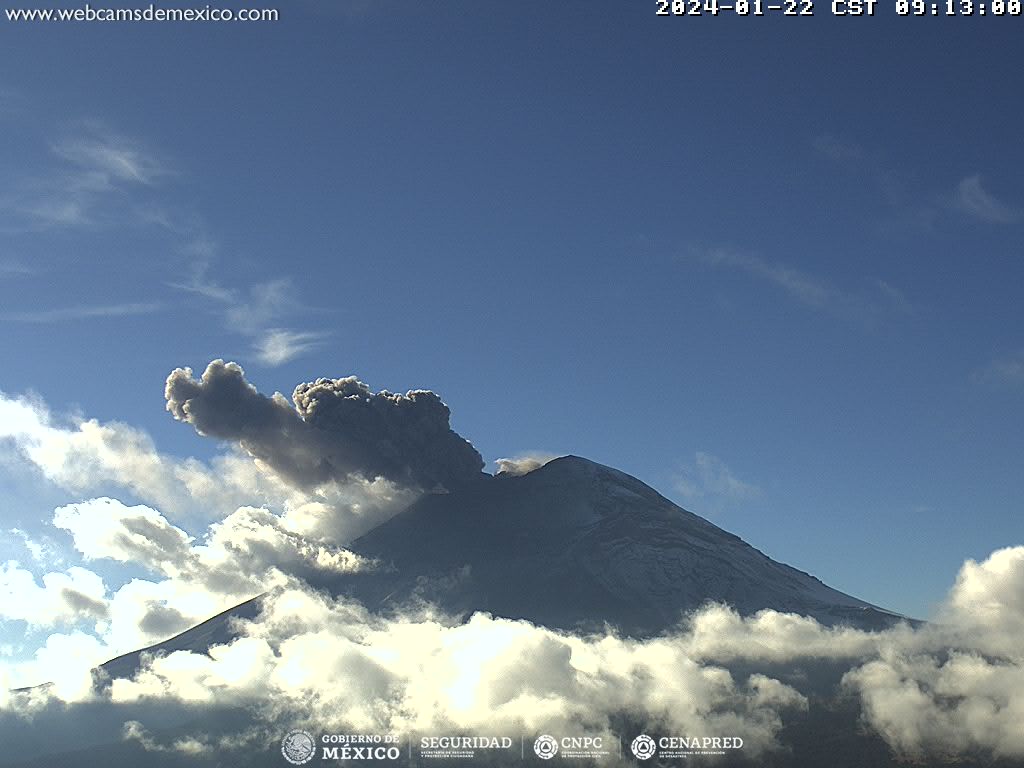 Sistemas de monitoreo del  Popocatépetl detectaron 11 exhalaciones