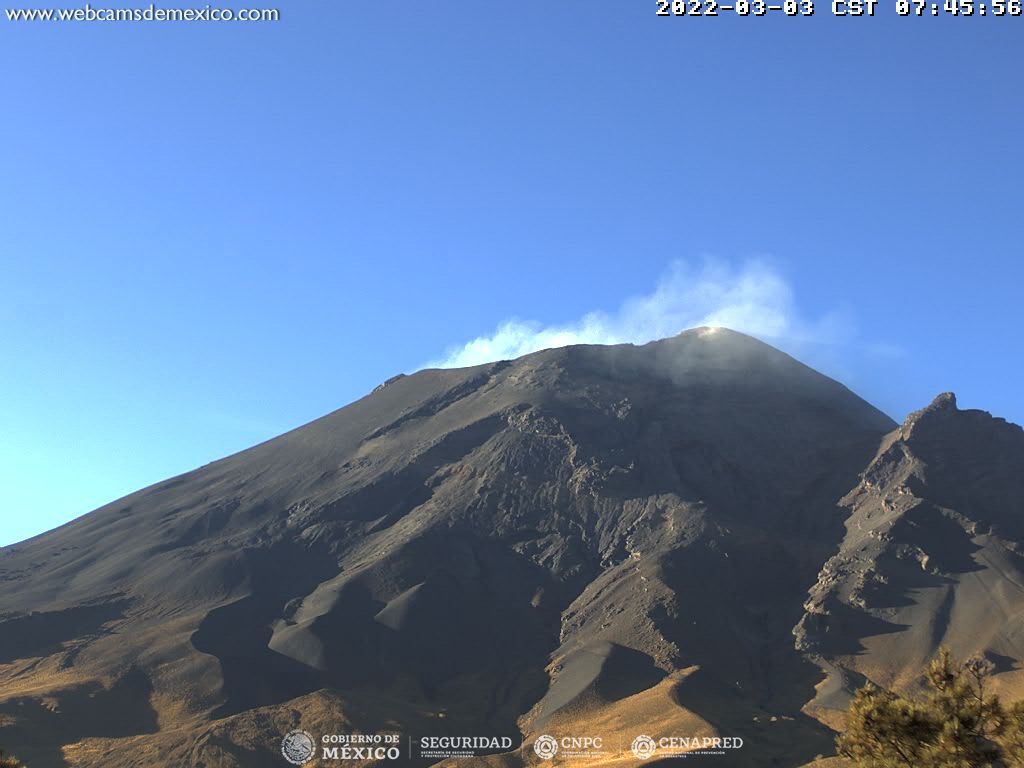 Se detectaron en el Popocatépetl 30 exhalaciones y 331 minutos de tremor