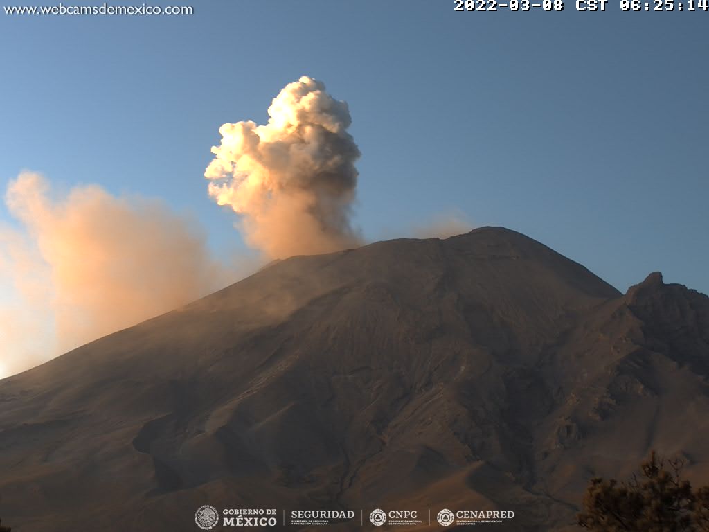 Se detectaron 20 exhalaciones y 179 minutos de tremor en el Popocatépetl