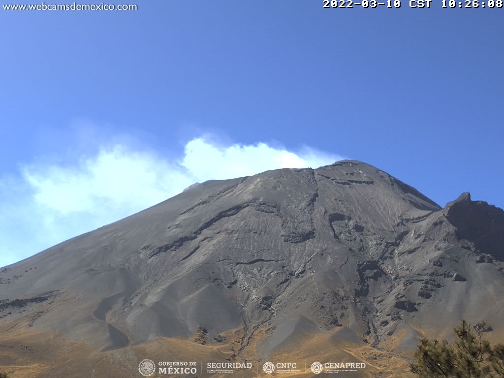 Se reportan 25 exhalaciones y un sismo volcanotectónico en el Popocatépetl