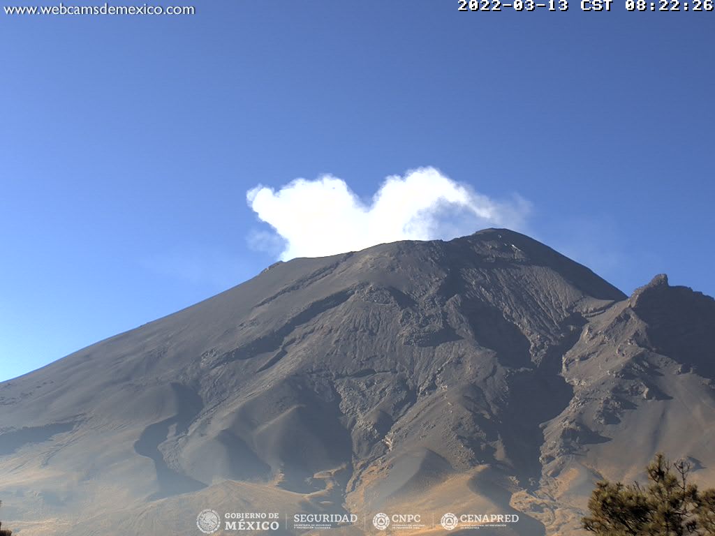 Se detectaron 25 exhalaciones de baja intensidad en el Popocatépetl