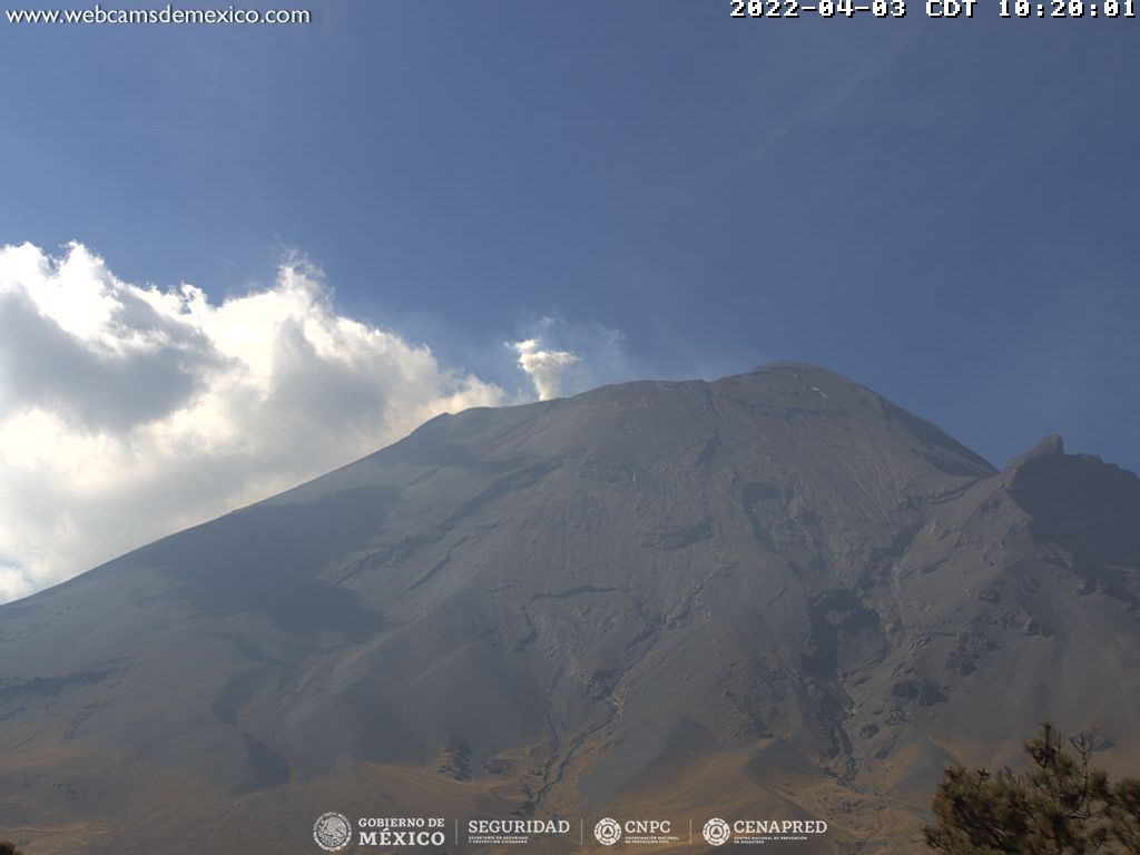 Se detectaron 12 exhalaciones y un sismo volcanotectónico en el Popocatépetl