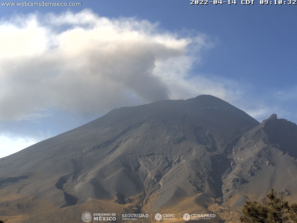 Los sistemas de monitoreo del volcán Popocatépetl detectaron 6 exhalaciones de baja intensidad