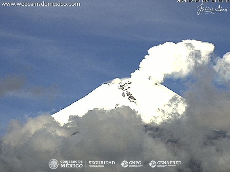 CENAPRED reporta 15 exhalaciones y 39 minutos de tremor del Popocatépetl