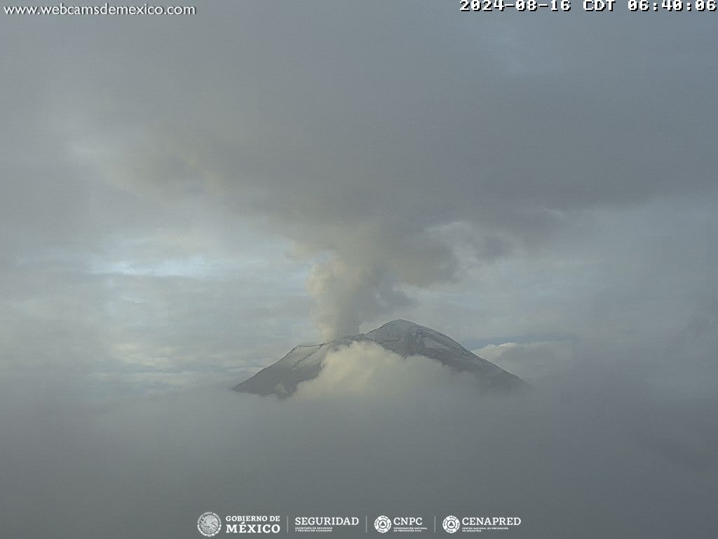 CENAPRED reporta 40 exhalaciones y 9.5 minutos de tremor del Popocatépetl