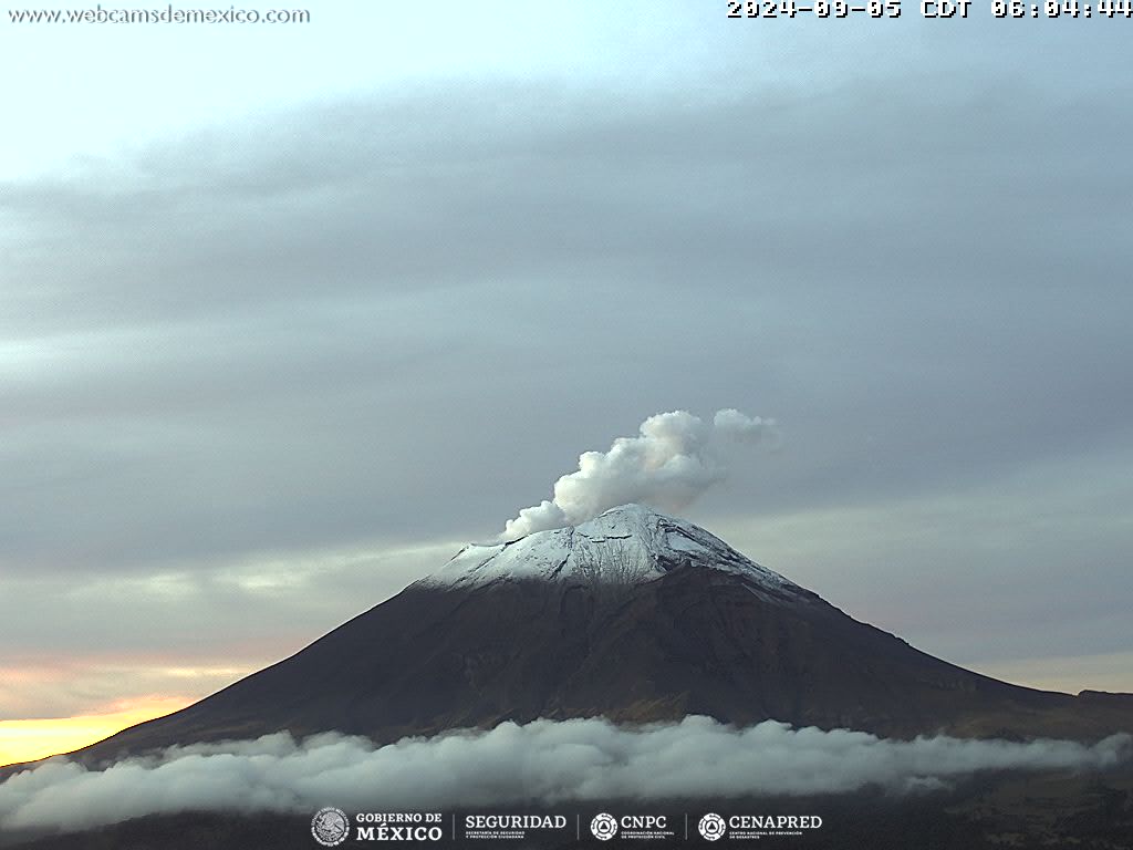 CENAPRED detecta 54 exhalaciones del Popocatépetl