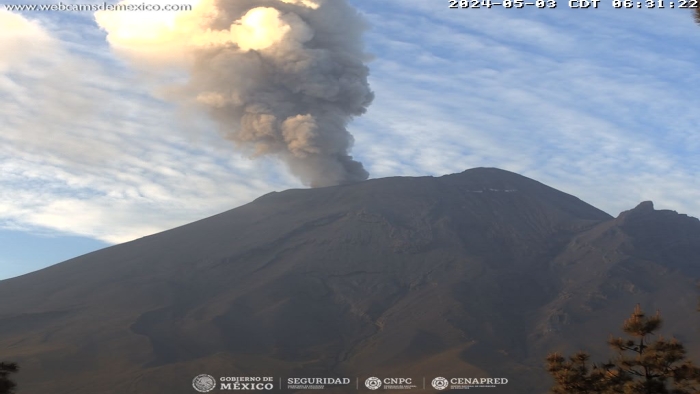 En las últimas 24 horas se detectaron 10 exhalaciones del Popocatépetl