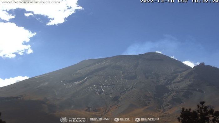 Detectan 194 exhalaciones en el volcán Popocatépetl, acompañadas de vapor de agua, gases volcánicos y ligeras cantidades de ceniza