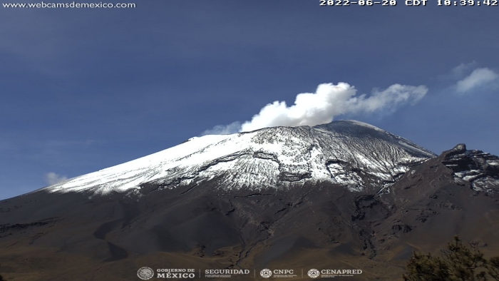 Registra volcán 16 exhalaciones