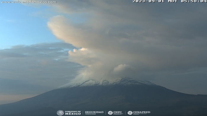Registra volcán 30 exhalaciones
