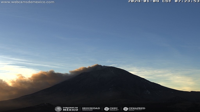 Volcán presenta 19 exhalaciones acompañadas de vapor de agua