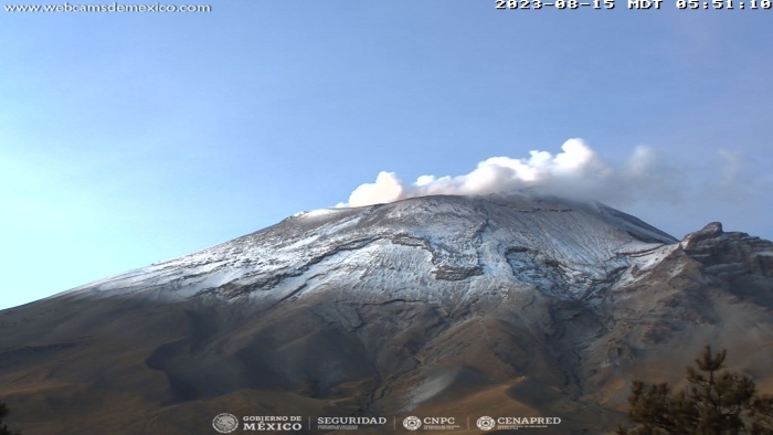 CENAPRED detecta 33 exhalaciones del Popocatépetl