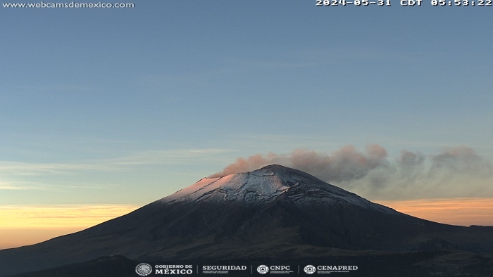 CENAPRED reporta 10 exhalaciones y 203 minutos de tremor del Popocatépetl