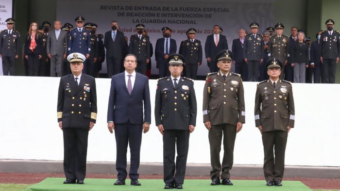 Guardia Nacional pasa revista de entrada a la Fuerza Especial de Reacción e Intervención (FERI)