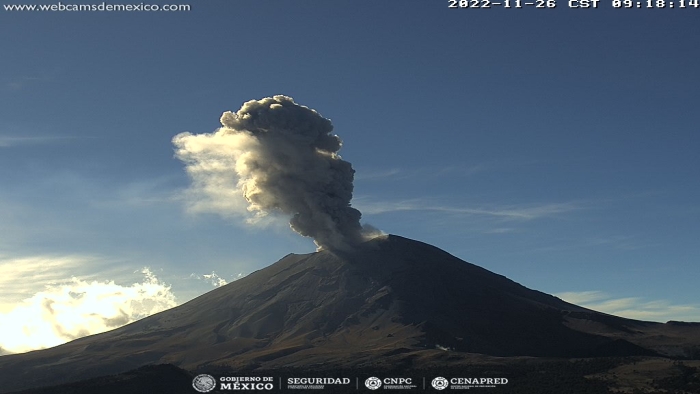 El Popocatépetl registra 160 exhalaciones