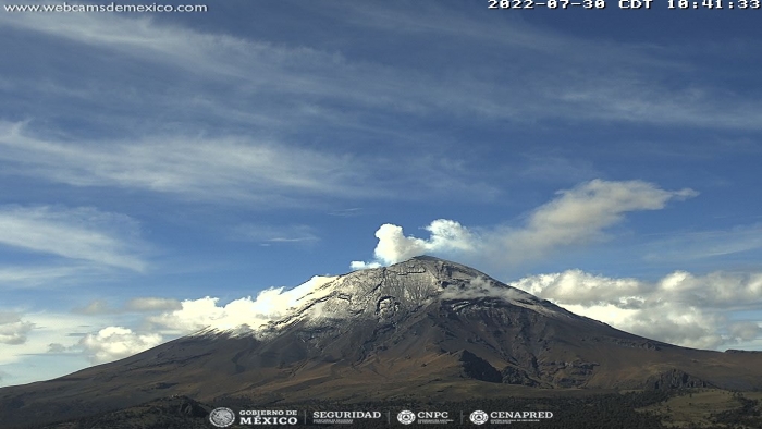 Reporta CENAPRED 37 exhalaciones de volcán