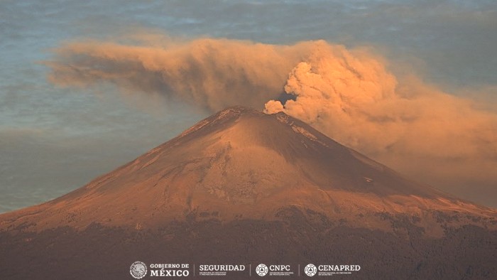 CENAPRED registra 397 exhalaciones del volcán Popocatépetl