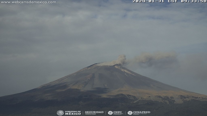 Popocatépetl inicia semana con 59 exhalaciones