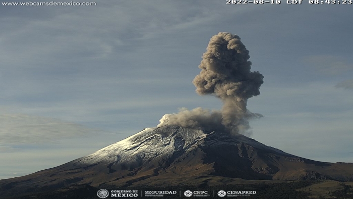 Volcán Popocatépetl emitió 27 exhalaciones de baja intensidad