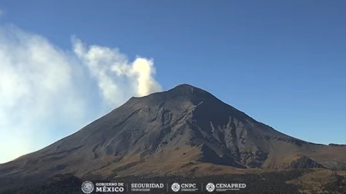 Actividad del volcán Popocatépetl, corte de las 9:00 h del domingo 24 de marzo